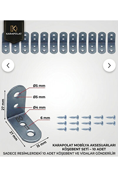KARAPOLAT Mobilya Eşya Dolap Duvara Sabitleme Köşebent Bağlantı Aparatı L Dem...