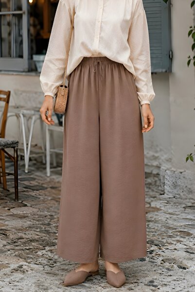 İmajButik Pantaloni Ayrobin cu picior larg, bej închis