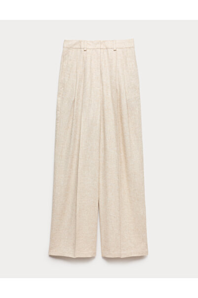 Marks & Spencer Keten Karışımlı Wide Leg Pantolon