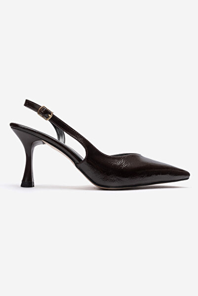 Lizzu Women's Pointed Toe Open Back 8 cm Goblet Heeled Shoes Hary