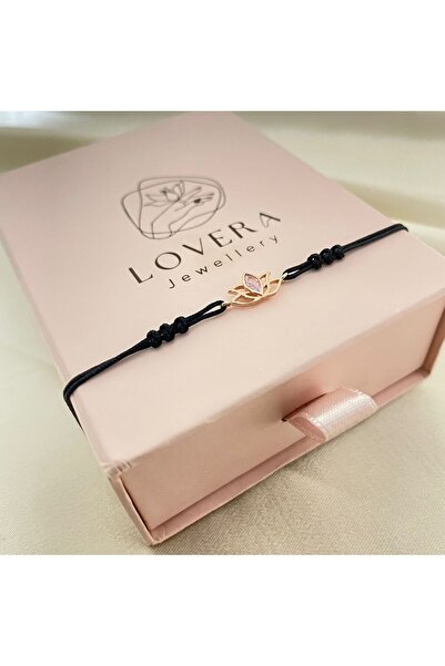 Lovera Jewellery 925 Ayar Gümüş Sertifikalı Rose Renk Pembe Taşlı Lotus Çiçeğ...