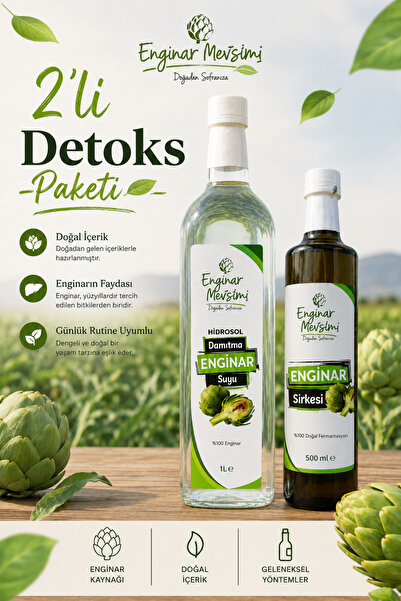 Enginar Mevsimi 2'li Detoks Paketi | 1L Damıtılmış Enginar Suyu + 500ml Engin...