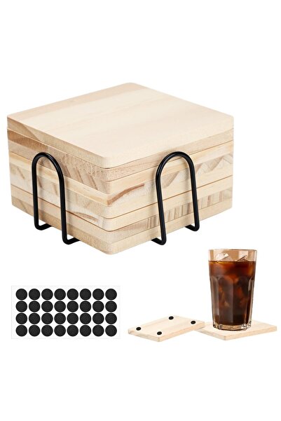 OEM Wooden Square Discs 16-Pack Coasters & Craft Blanks for DIY Painting Engr...