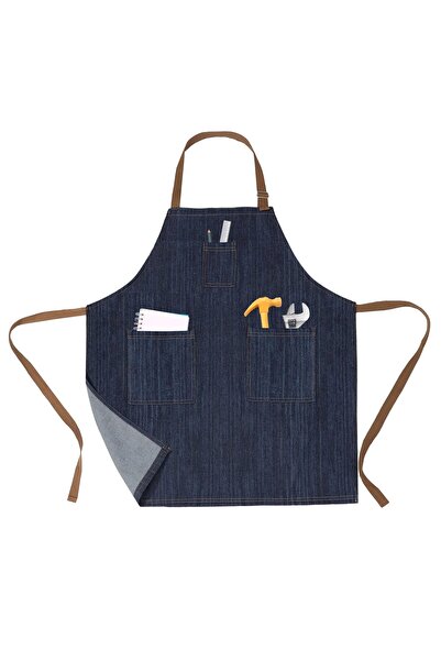 OEM Cotton Denim Work Apron Unisex Large Pockets Adjustable Neck Strap – Deni...