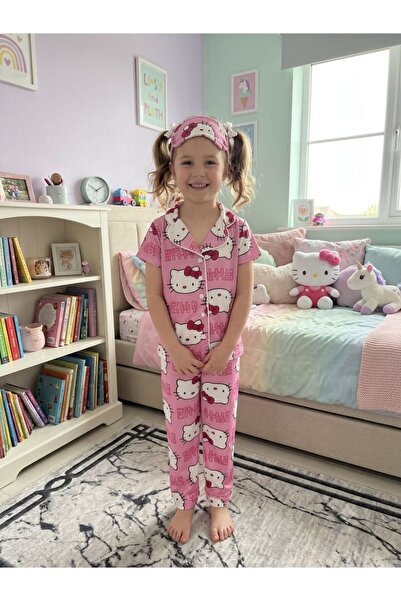 tusem butik homewear Devojčica, pamučna, roza, slatka košulja sa uzorkom liko...