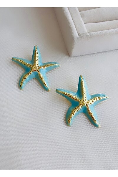 VNS Accessories Gold Enamel Starfish Earrings (5 cm)