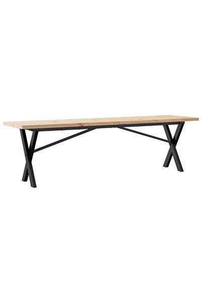 vidaxl Masă de cafea, cadru X, 160x40x45,5 cm, lemn masiv pin și Oţel