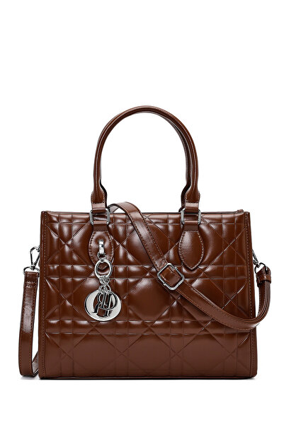 Derimod Women's Brown Long Strap Quilted Classic Shoulder Bag 26Pbd2838Kp