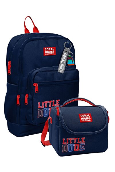 Coral High Set rucsac și cutie de prânz pentru băieți, cu imprimeu Little Dud...