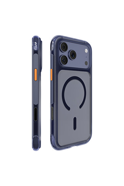 iPhone 17 Pro Kılıf M-safe Uyumlu Airbag Tasarımlı Air Shield Serisi Kapak Lacivert