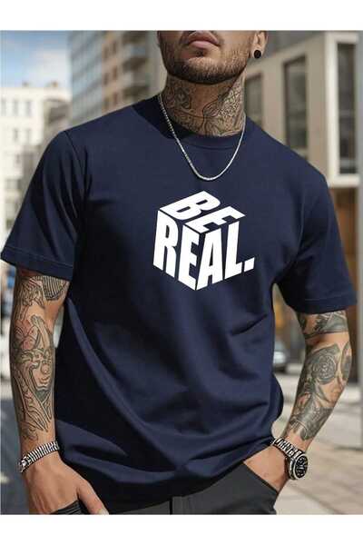 tkn your style Men's Be Real Print Design Trendy Cotton Tshirt