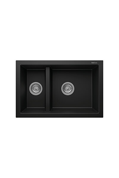 RealStone Bergama P018 Granit Evye 770x530 mm Damlalıksız Çift Göz Mutfak Evy...