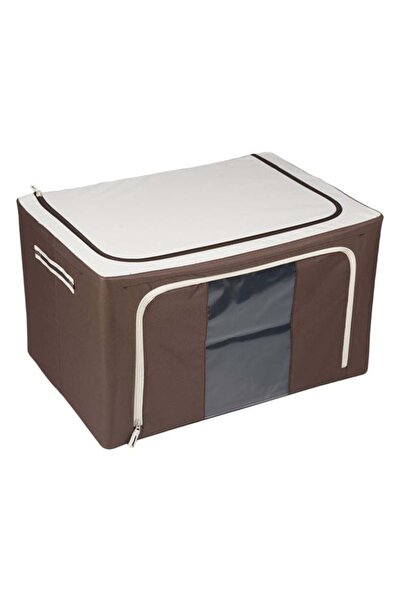 OEM Husă ecru-maro cu cadru pentru haine, 60x42x35 cm, structură rezistentă, ...