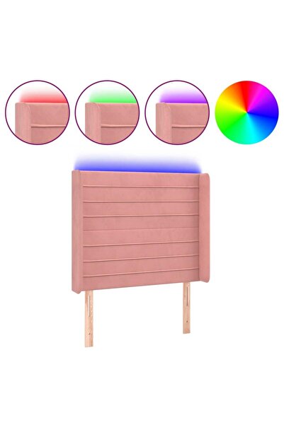 vidaxl Tăblie de pat cu LED, roz, 83x16x118/128 cm, catifea
