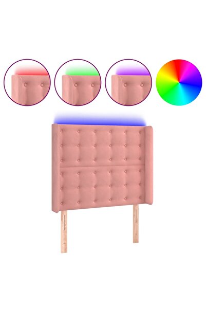 vidaxl Tăblie de pat cu LED, roz, 83x16x118/128 cm, catifea