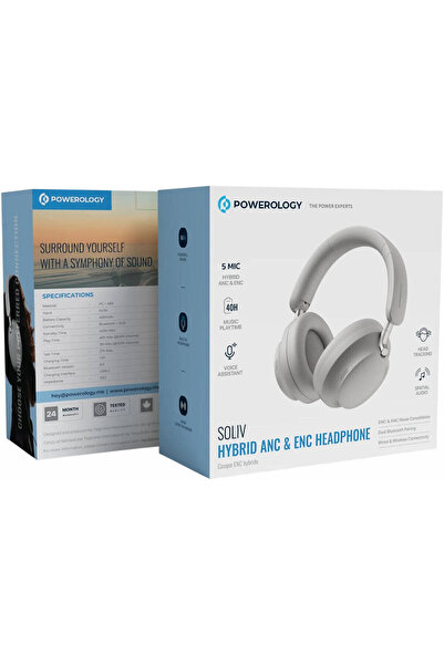 Powerology Soliv Hybrid Anc & Enc Headphones Casque Enc Hybride Grey