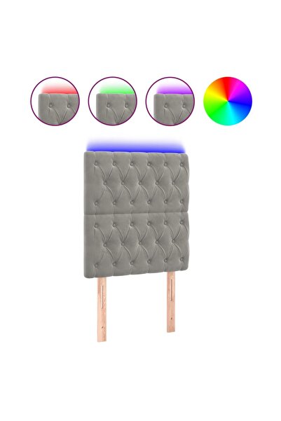 vidaxl Tăblie de pat cu LED, gri deschis, 80x7x118/128 cm, catifea