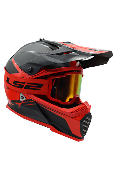 LS2 Charger Goggles Kırmızı Kros Motosiklet Gözlüğü