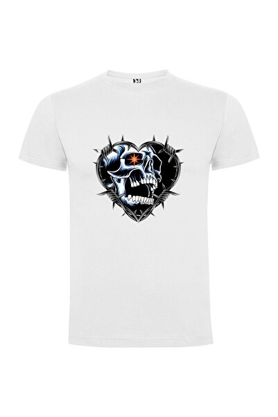 iLovePrints Star-etched Metal Skull Tshirt