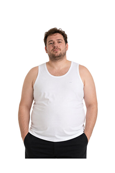 BattalModa Erkek Büyük Beden Beyaz Atlet 3XL-4XL-5XL-6XL