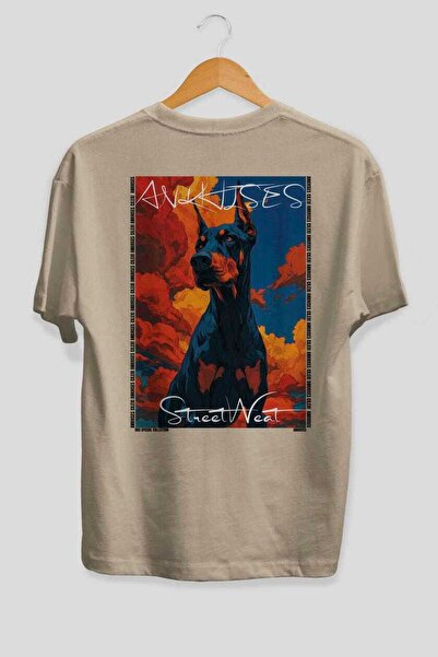 Ankhises Tricou supradimensionat bej cu imprimeu câinele "For Dog's Sake 17",...
