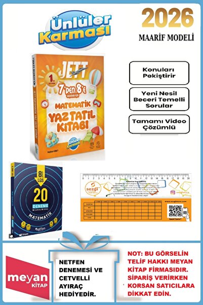 Ünlüler Karması JETT 7'DEN 8'E GEÇENLER İÇİN MATEMATİK YAZ TATİL KİTABI...HED...