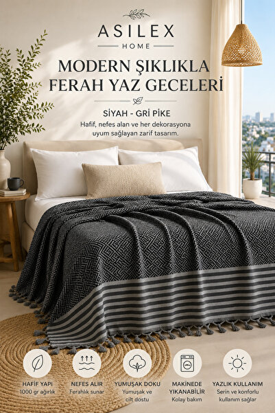Asilex Home Collection Çift Kişilik Dokuma Atıl Pike Örtüsü 200x250 cm Pamukl...