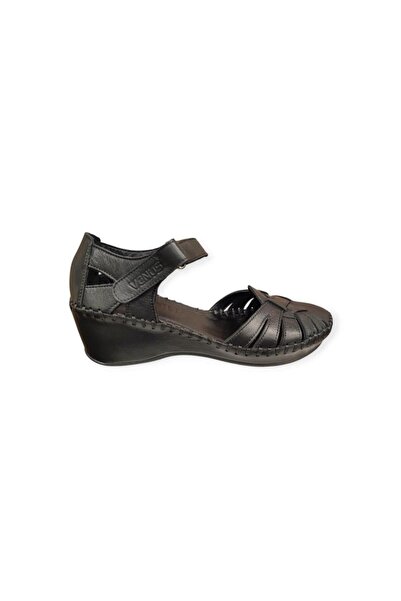 Venüs 26023347Y YANLARI AÇIK DOLGU TOPUK DERİ KADIN SANDALET