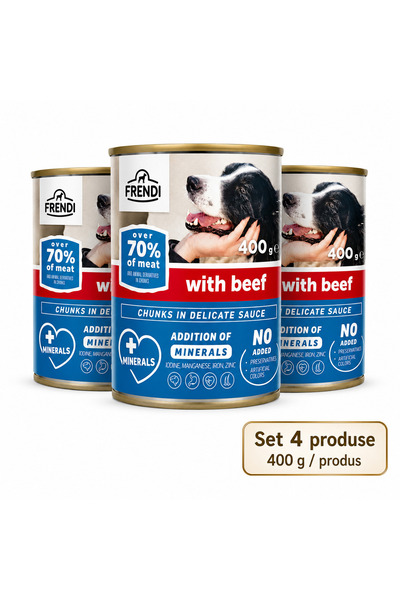 FRENDİ Dog cu Vita, hrana umeda pentru caini, Set 4 conserve, 4 x 400 g