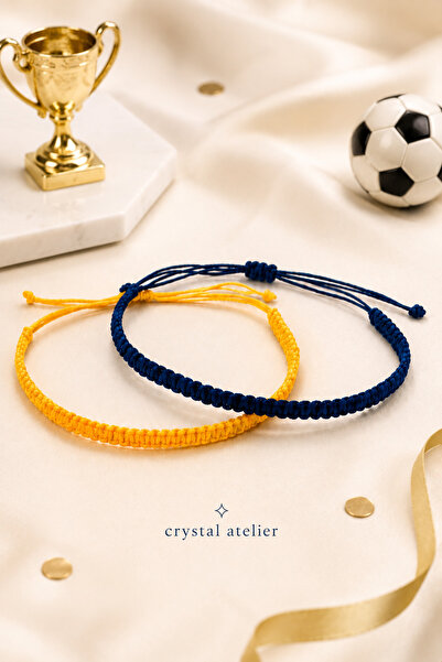Crystal Atelier سوار مشجعين أصفر وأزرق داكن مكون من قطعتين - سوار مشجعين منسو...