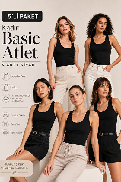 Loule Women's 5-Piece Cotton & Modal Thick Strap Flexible Basic Undershirt - ...