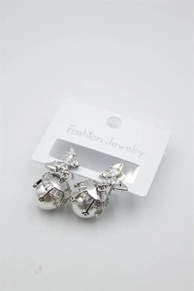 Generic Brand Pearl Butterfly Earrings - Silver