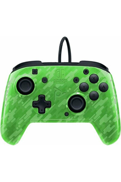 Pdp Faceoff Deluxe+ Ενσύρματο Χειριστήριο για Switch Πράσινο Καμουφλάζ