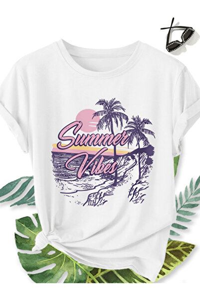 one button Vintage Summer Vibes majica sa printom, premium oversize