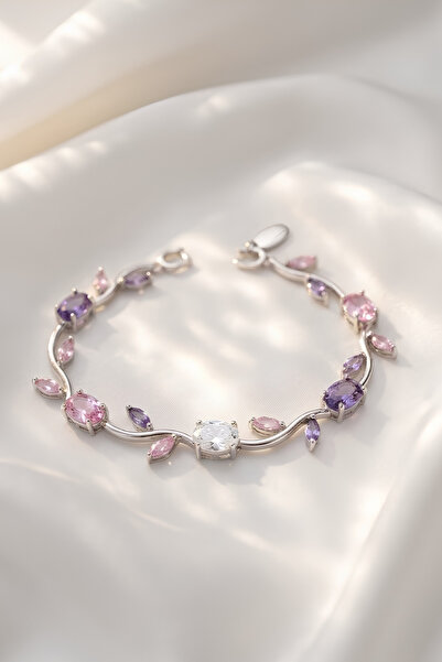 Elifsu Jewelry Çelik Lale Model Gold Renkli, Silver Renkli Taşlı Bileklik
