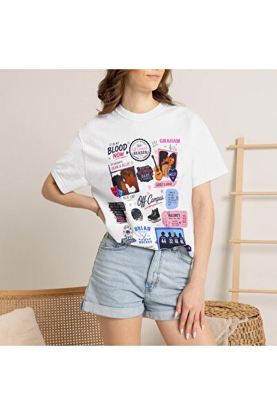 Vordevia Tricou oversize din bumbac cu imprimeu colaj Off Campus Design