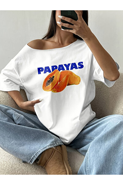 OVER HEAD Ženska majica sa papajama, otisnutim brodskim izrezom i otvorenim r...