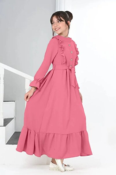 JOGCO Girl's Long Dress Aerobin Linen Fabric Hijab Long Length Dress