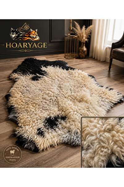 hoaryage Natural, Unprocessed, Never Sheared Natural Sheepskin, Carpet, Praye...
