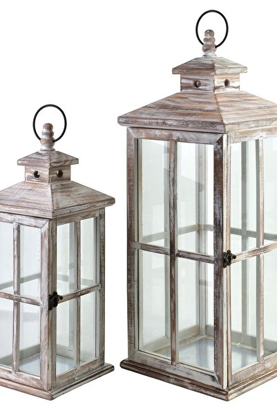 MONDEX Set de felinare decorative Lemn, Sticlă și Metal LOKKE 25x25x64 cm / 1...