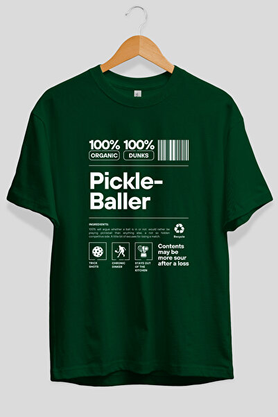 Ankhises Pickleballer majica sa širokim prednjim printom, zelena, 100% pamuk,...