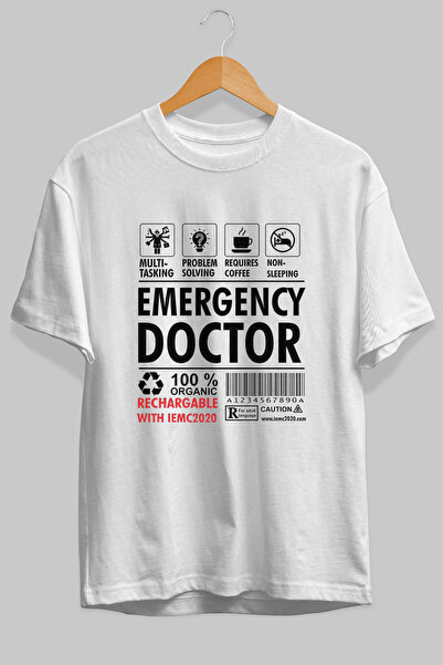Ankhises Μπλουζάκι Emergency Doctor Oversize με στάμπα μπροστά, λευκό, 100% β...