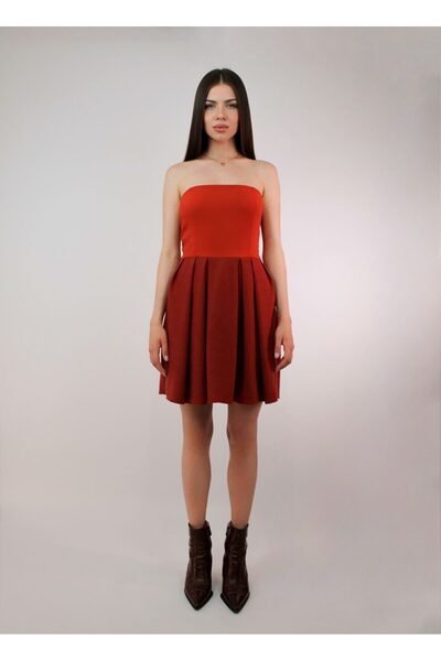 Planco Album Rochie plisată portocalie