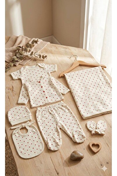 Yağmur Giyim Juuta Hearted Report 100% Cotton 7 Piece Baby Girl Hospital Disc...