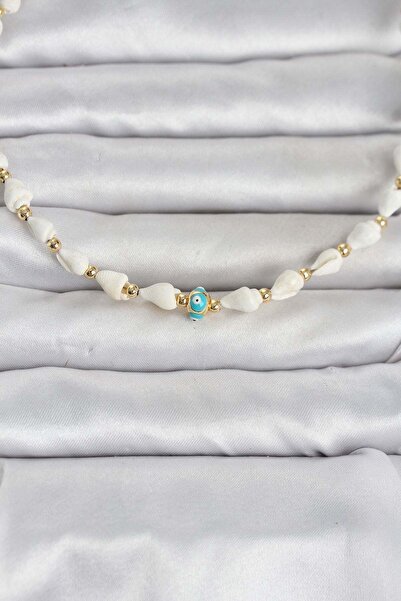 Inure Jewelry Natural Sea Shell Stringed Evil Eye Model Necklace
