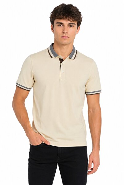 Raymons Men's Polo Collar Short Sleeve T-Shirt Regular Fit T6096 Bgl-St05549