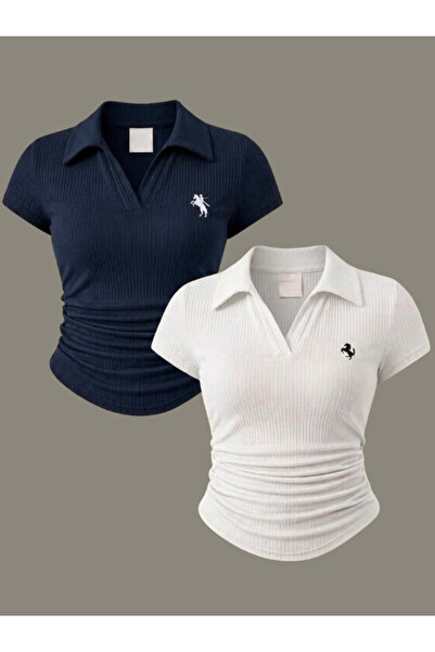 DREICH STREETWEAR ART 2 Li Polo Collar Embroidered Blouse