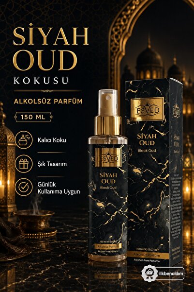 İlkbenaldim Babalar Günü Hediyesi Siyah Oud Kokusu Alkolsüz Parfüm 150 ml.