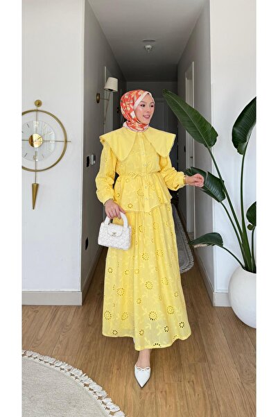 NİLNUR MODA New Season Alya Fisto Collar Detailed Suit with Lining