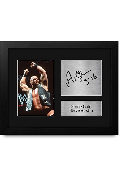 HWC Trading Stone Cold Steve Austin Framed Gift Signed Printed Autograph WWF ...